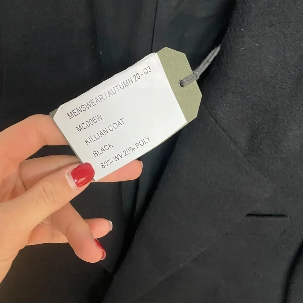 All saints | Men’s Long Black Wool Coat Killian 38